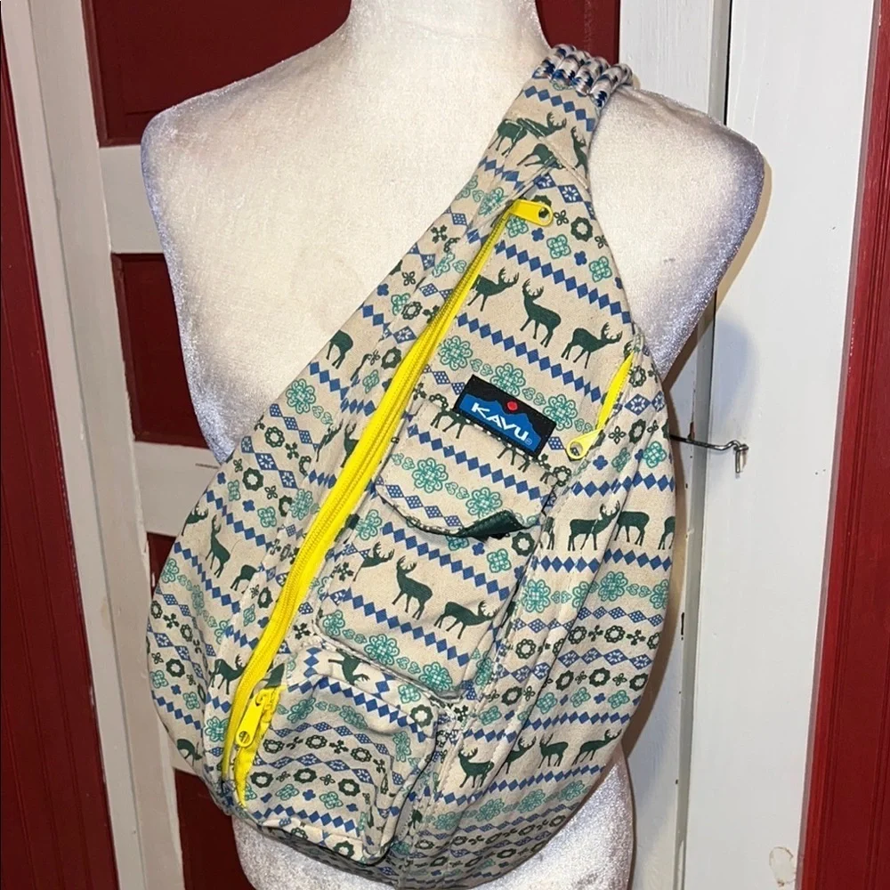 KAVU Original Rope Sling Bag Crossbody With Scandinavian Deer retired